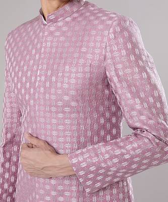Lilac embroidered achkan set 4