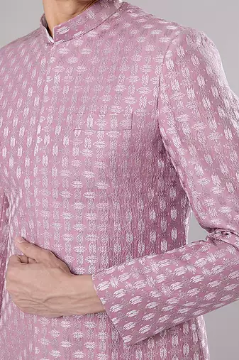 Lilac embroidered achkan set