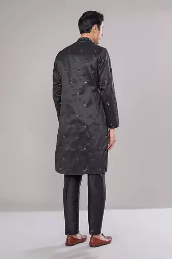 Black embroidered kurta set