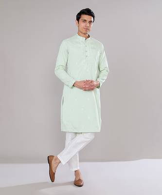Mint green embroidered kurta set 1