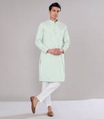 Mint green embroidered kurta set