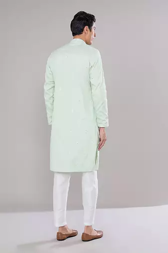 Mint green embroidered kurta set