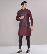 Maroon embroidered kurta set