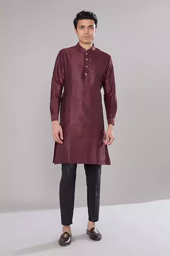 Maroon embroidered kurta set