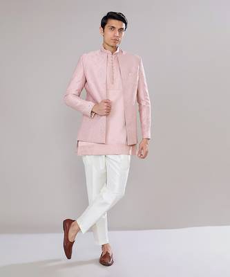 Old rose embroidered short-jacket set 1