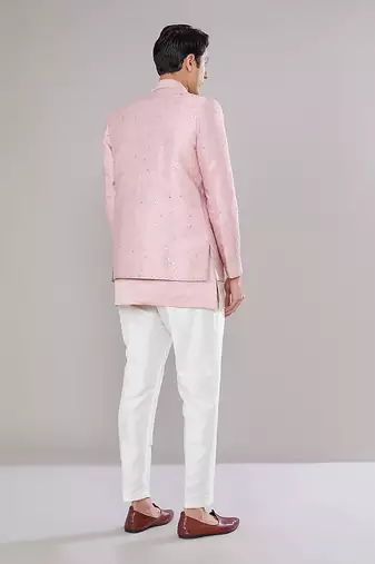 Old rose embroidered short-jacket set