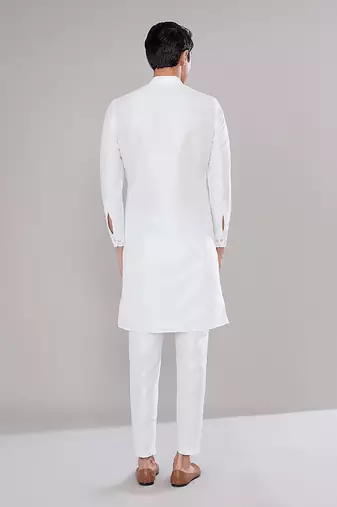 Off white embroidered kurta-jacket set