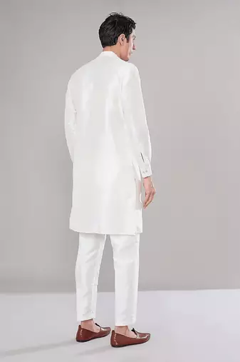 Off white embroidered kurta-jacket set