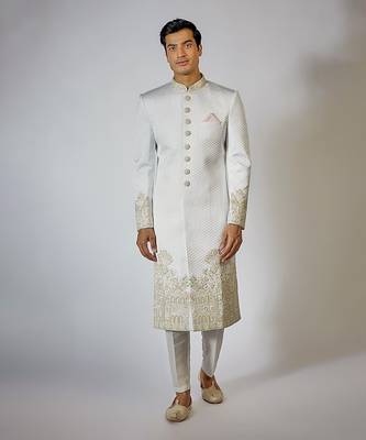 Off white embroidered sherwani 1
