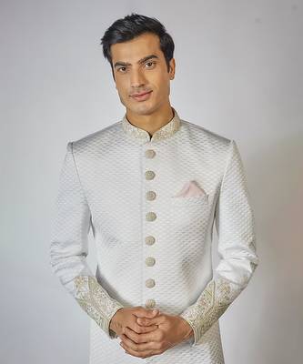 Off white embroidered sherwani 3