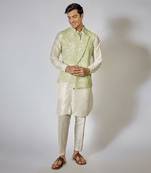 Pista green shaded kurta-jacket set