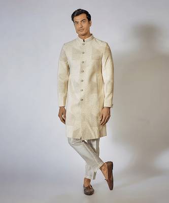 Off white embroidered achkan set 1
