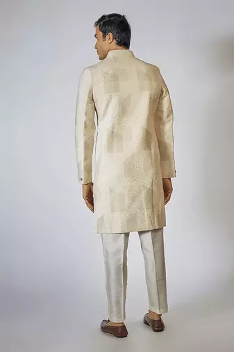 Off white embroidered achkan set