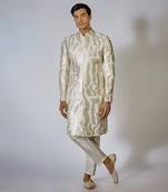 Off white embroidered achkan set