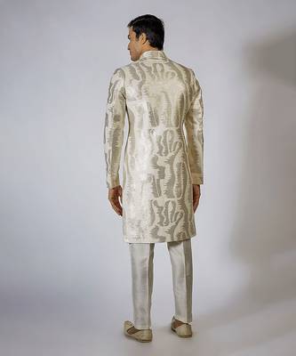Off white embroidered achkan set 2