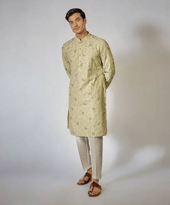 Pista green kurta set 1