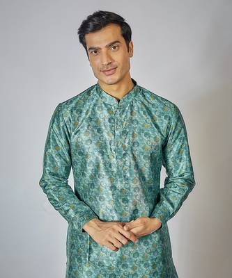 Teal printed kurta set 3
