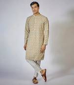Beige printed kurta set