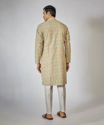 Beige printed kurta set 2