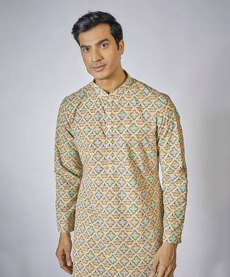 Beige printed kurta set 3