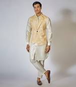 Yellow shaded kurta-jacket set