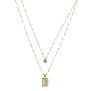   Gold-plated star shaped cz studded layered chain necklace 4
