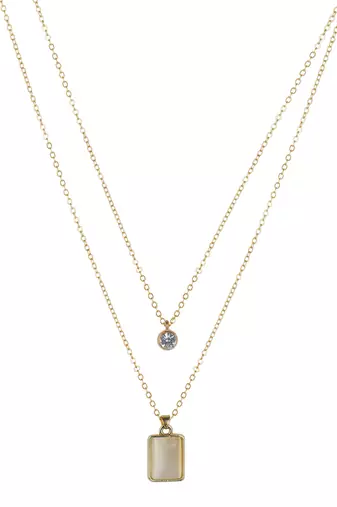   Gold-plated star shaped cz studded layered chain necklace