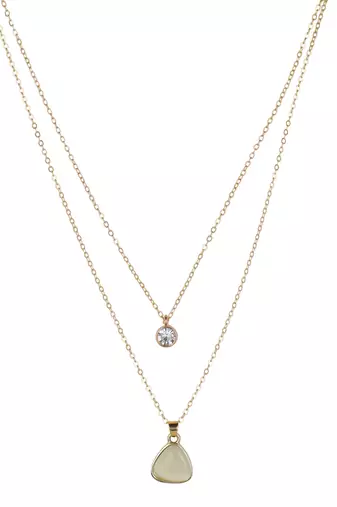   gold-plated triangle shaped cz studded layered chain necklace