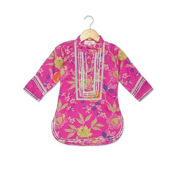 Aatya Kiids pink round neck kurti with afgani pant 8