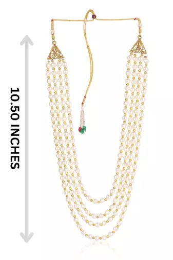   groom sherwani necklace moti mala layered for wedding | groom mala with brooch set