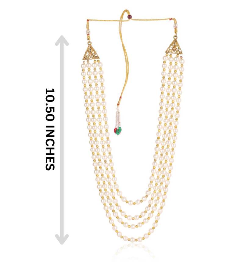   groom sherwani necklace moti mala layered for wedding | groom mala with brooch set