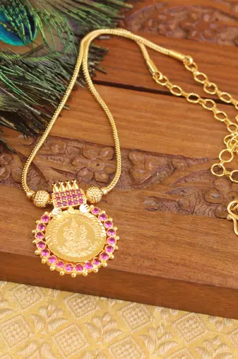 Kerala style gold plated temple necklace