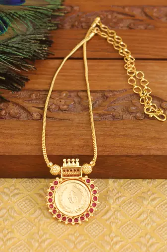 Kerala style gold plated temple necklace