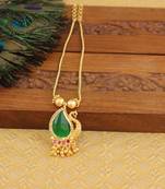 Kerala style gold plated palakka peacock necklace