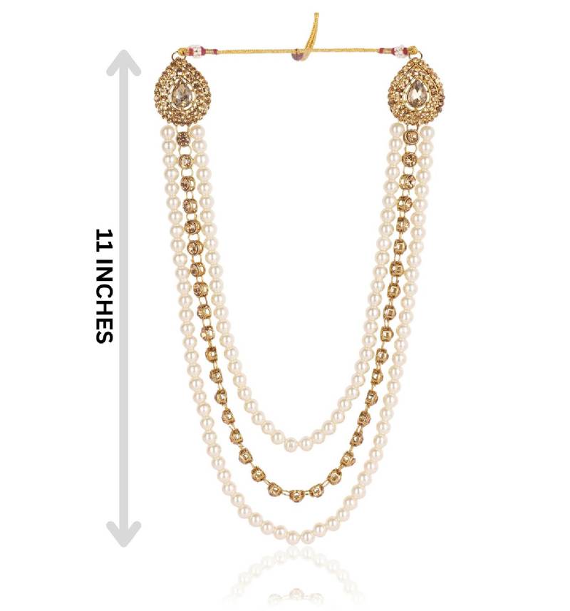   groom sherwani necklace moti mala layered for wedding | groom mala with brooch set
