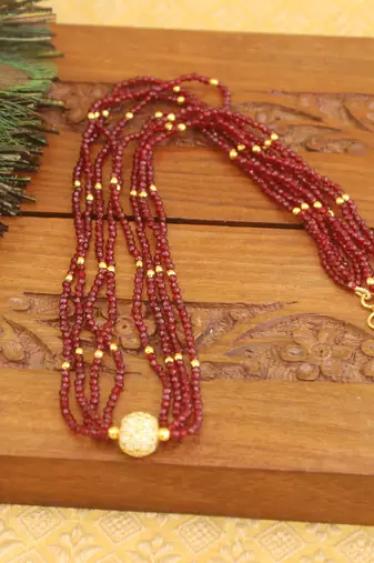 Designer gold plated beads necklace
