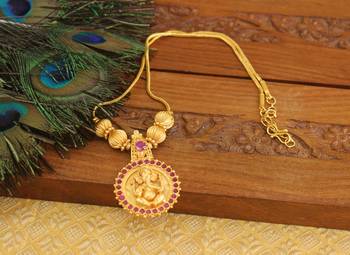 Kerala style gold plated ganesha necklace 2