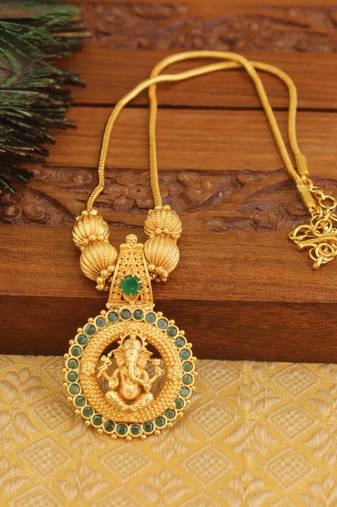 Kerala style gold plated ganesha necklace