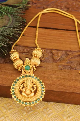 Kerala style gold plated ganesha necklace