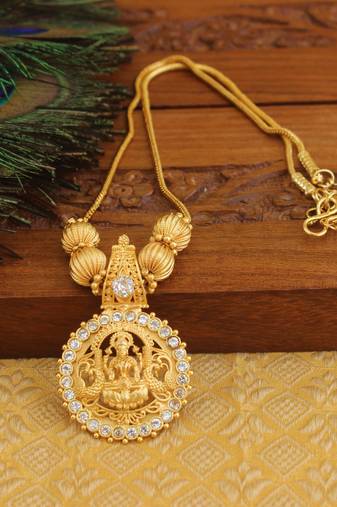 Kerala style gold plated temple necklace