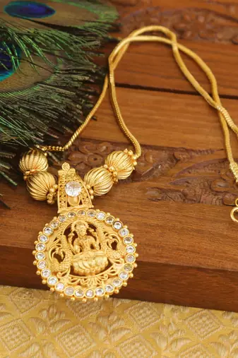 Kerala style gold plated temple necklace