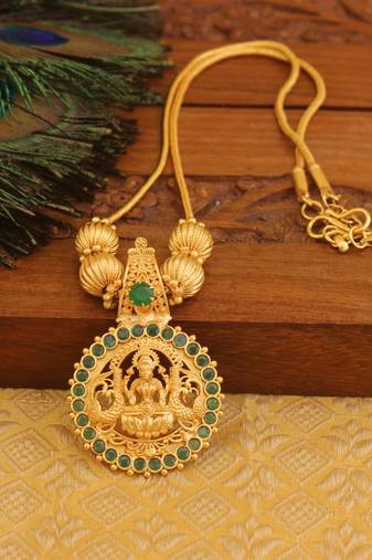 Kerala style gold plated temple necklace