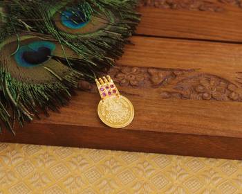 Kerala style gold plated temple coin pendant 1