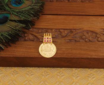 Kerala style gold plated temple coin pendant 2