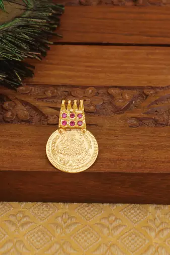 Kerala style gold plated temple coin pendant