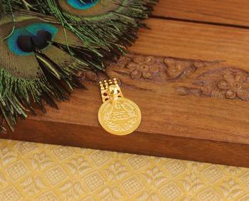Kerala style gold plated temple coin pendant 3