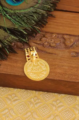 Kerala style gold plated temple coin pendant