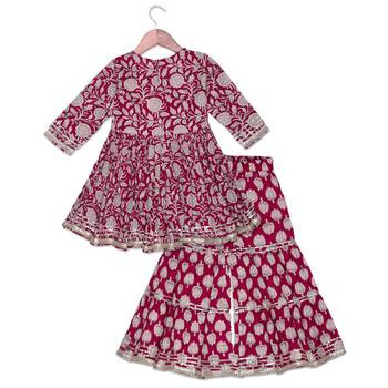 Aatya Kiids maroon embelished 3 dori kurta with sharara 6