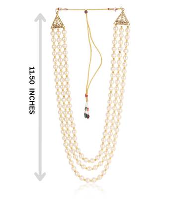   groom sherwani necklace moti mala layered for wedding | groom mala with brooch set 5