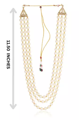   groom sherwani necklace moti mala layered for wedding | groom mala with brooch set